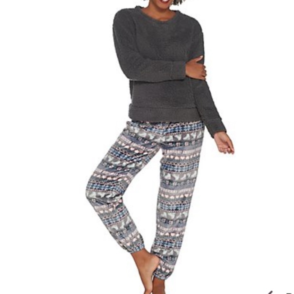 MUK LUKS Faux Sherpa PJ Set